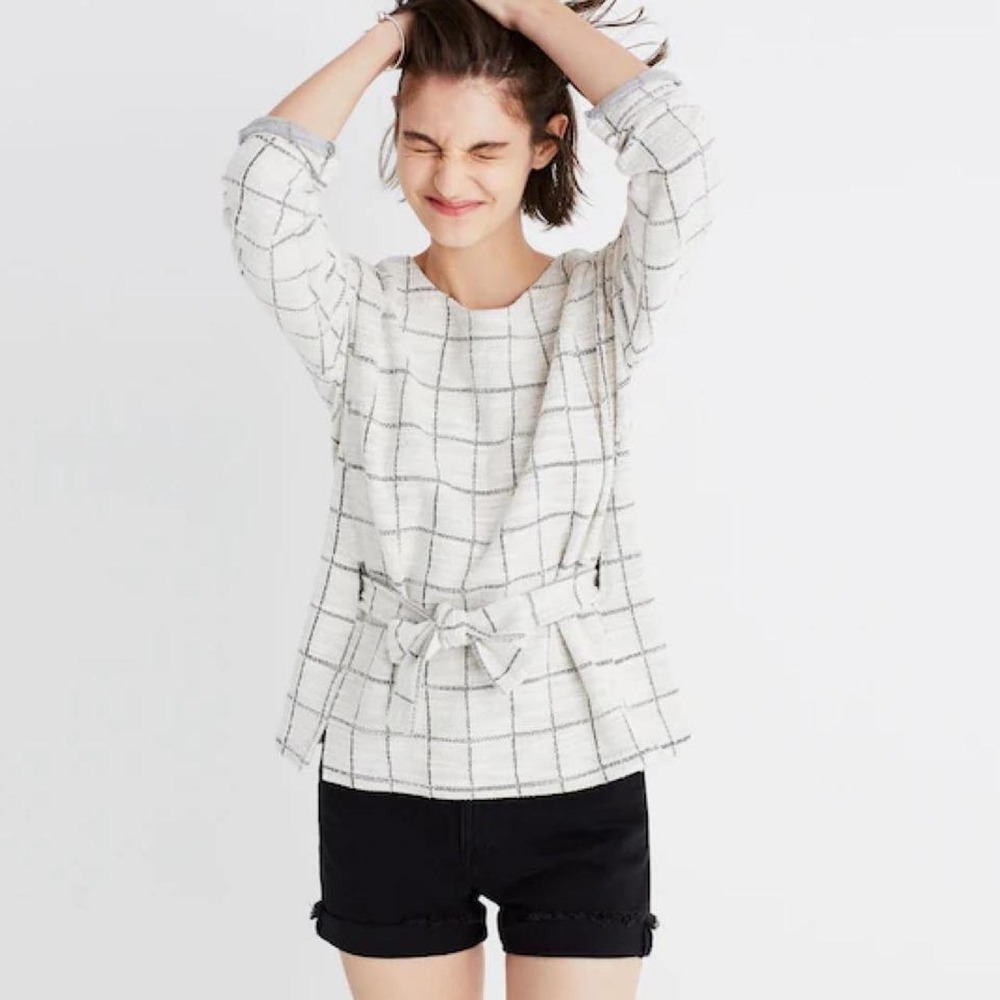 Madewell Office Attire Tie Front Long Sleeve Top